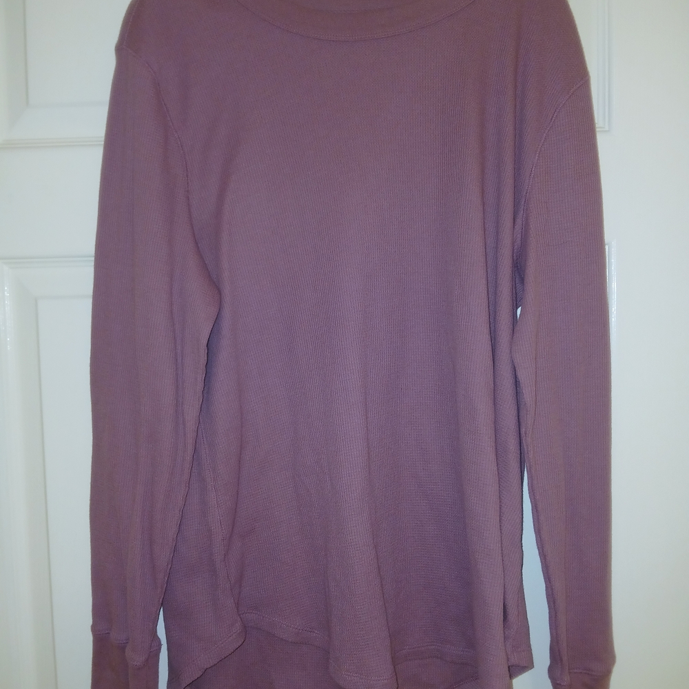 GAP Long-Sleeve Waffle Knit Top in Mauve